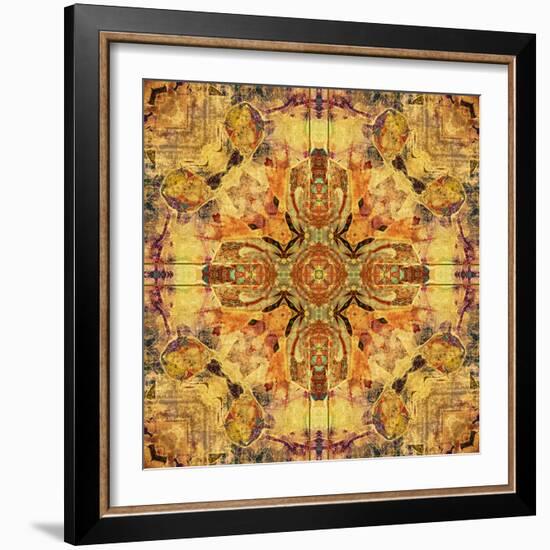 Art Nouveau Geometric Ornamental Vintage Pattern in Beige and Brown Colors-Irina QQQ-Framed Art Print