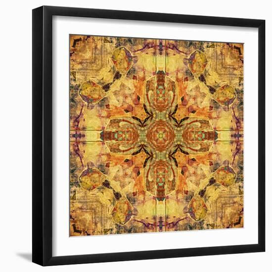 Art Nouveau Geometric Ornamental Vintage Pattern in Beige and Brown Colors-Irina QQQ-Framed Art Print