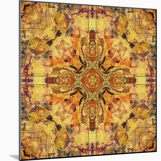 Art Nouveau Geometric Ornamental Vintage Pattern in Beige and Brown Colors-Irina QQQ-Mounted Art Print