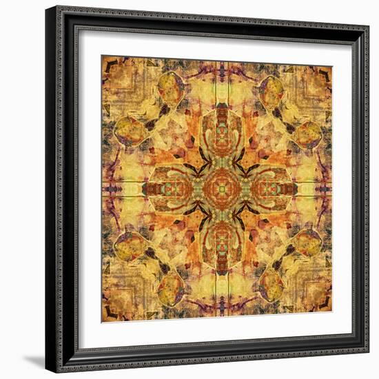 Art Nouveau Geometric Ornamental Vintage Pattern in Beige and Brown Colors-Irina QQQ-Framed Art Print