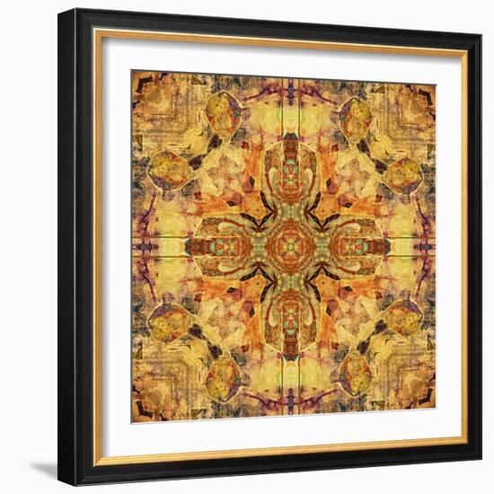 Art Nouveau Geometric Ornamental Vintage Pattern in Beige and Brown Colors-Irina QQQ-Framed Art Print