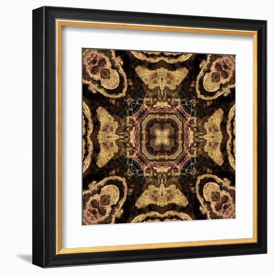 Art Nouveau Geometric Ornamental Vintage Pattern in Beige and Brown Colors-Irina QQQ-Framed Art Print