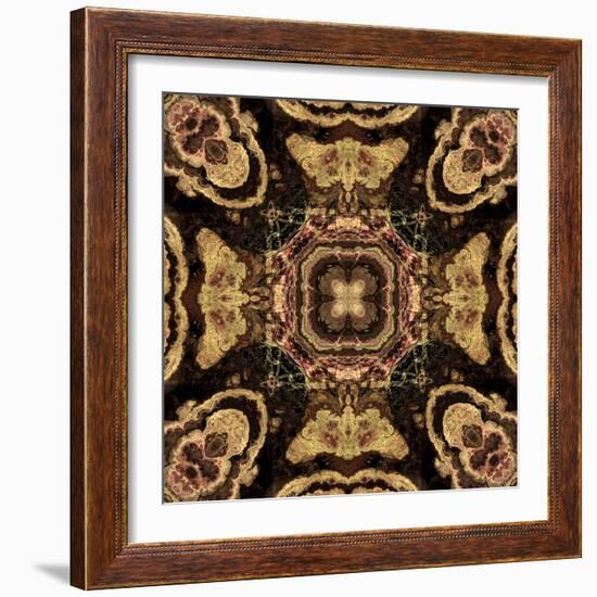 Art Nouveau Geometric Ornamental Vintage Pattern in Beige and Brown Colors-Irina QQQ-Framed Art Print