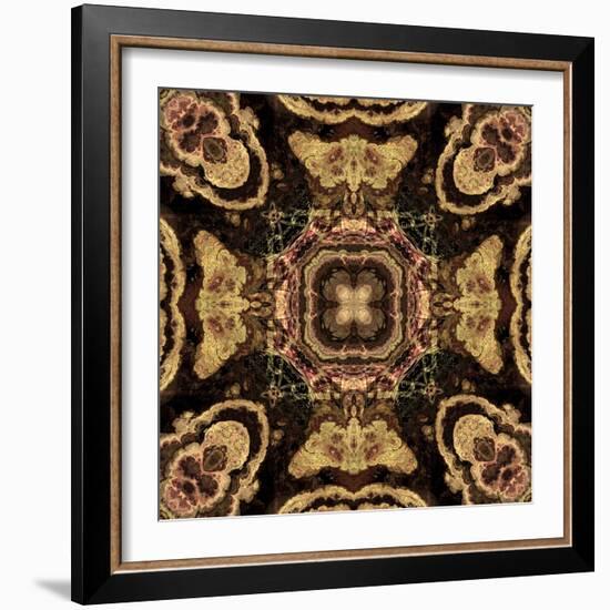 Art Nouveau Geometric Ornamental Vintage Pattern in Beige and Brown Colors-Irina QQQ-Framed Art Print