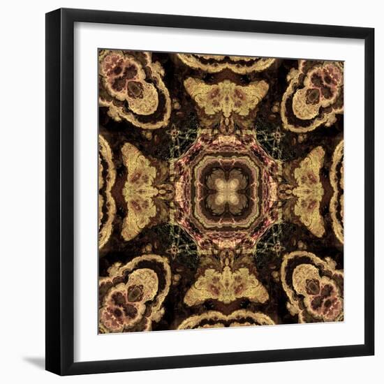 Art Nouveau Geometric Ornamental Vintage Pattern in Beige and Brown Colors-Irina QQQ-Framed Art Print