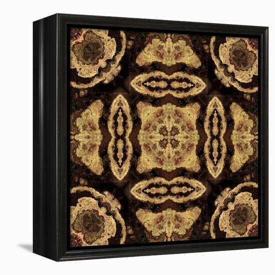 Art Nouveau Geometric Ornamental Vintage Pattern in Beige and Brown Colors-Irina QQQ-Framed Stretched Canvas