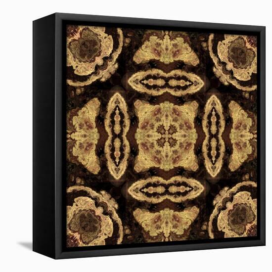 Art Nouveau Geometric Ornamental Vintage Pattern in Beige and Brown Colors-Irina QQQ-Framed Stretched Canvas