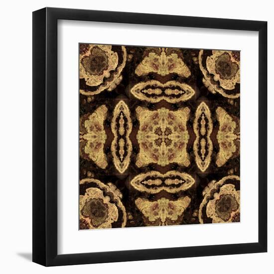 Art Nouveau Geometric Ornamental Vintage Pattern in Beige and Brown Colors-Irina QQQ-Framed Art Print