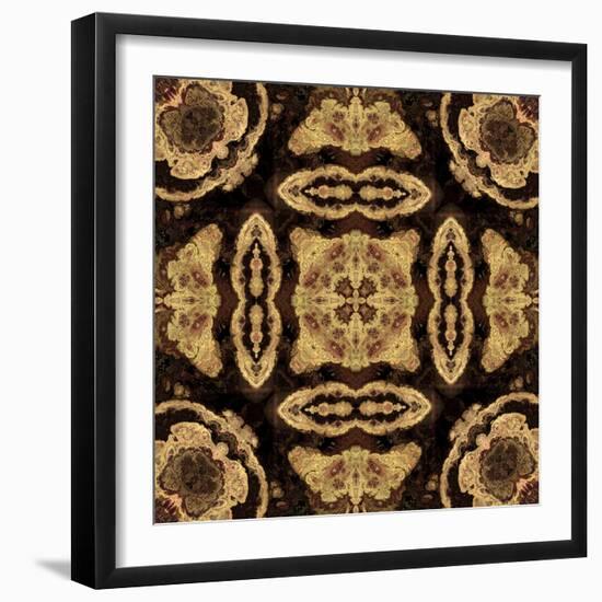 Art Nouveau Geometric Ornamental Vintage Pattern in Beige and Brown Colors-Irina QQQ-Framed Art Print