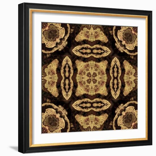 Art Nouveau Geometric Ornamental Vintage Pattern in Beige and Brown Colors-Irina QQQ-Framed Art Print