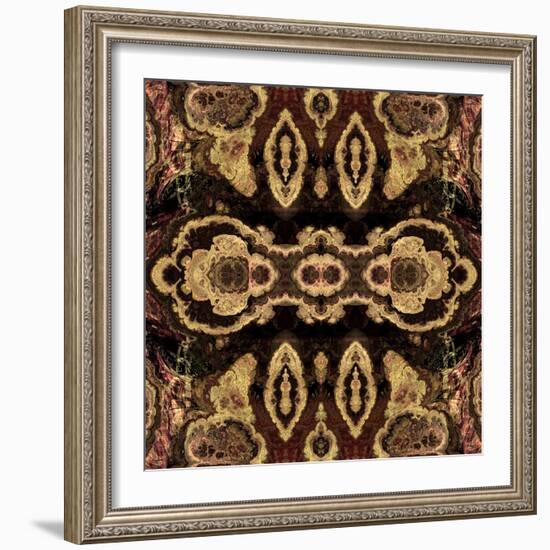 Art Nouveau Geometric Ornamental Vintage Pattern in Beige and Brown Colors-Irina QQQ-Framed Art Print