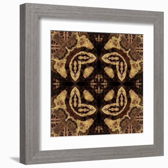 Art Nouveau Geometric Ornamental Vintage Pattern in Beige and Brown Colors-Irina QQQ-Framed Art Print