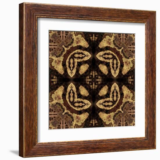 Art Nouveau Geometric Ornamental Vintage Pattern in Beige and Brown Colors-Irina QQQ-Framed Art Print