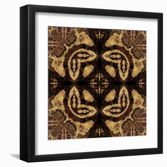 Art Nouveau Geometric Ornamental Vintage Pattern in Beige and Brown Colors-Irina QQQ-Framed Art Print