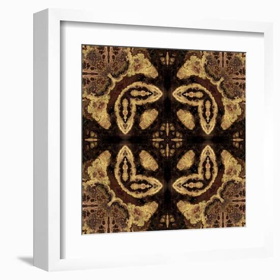 Art Nouveau Geometric Ornamental Vintage Pattern in Beige and Brown Colors-Irina QQQ-Framed Art Print