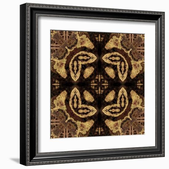 Art Nouveau Geometric Ornamental Vintage Pattern in Beige and Brown Colors-Irina QQQ-Framed Art Print