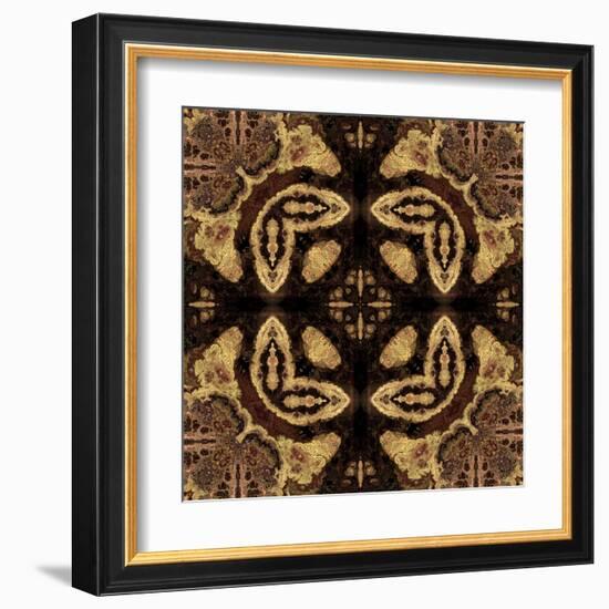 Art Nouveau Geometric Ornamental Vintage Pattern in Beige and Brown Colors-Irina QQQ-Framed Art Print