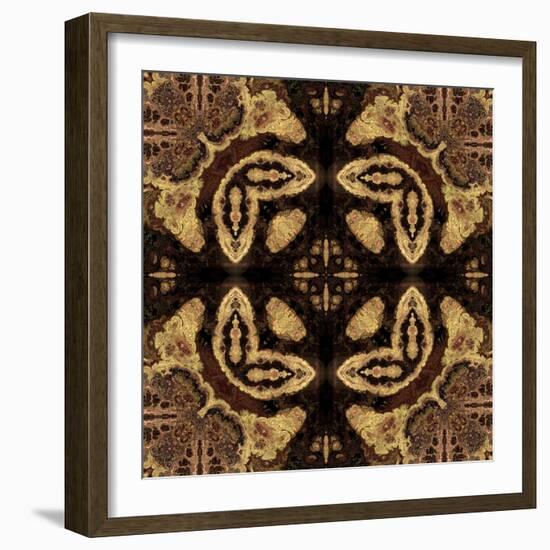 Art Nouveau Geometric Ornamental Vintage Pattern in Beige and Brown Colors-Irina QQQ-Framed Art Print