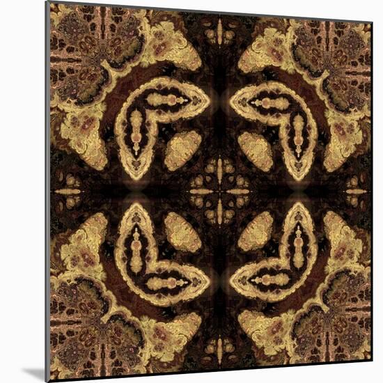 Art Nouveau Geometric Ornamental Vintage Pattern in Beige and Brown Colors-Irina QQQ-Mounted Art Print