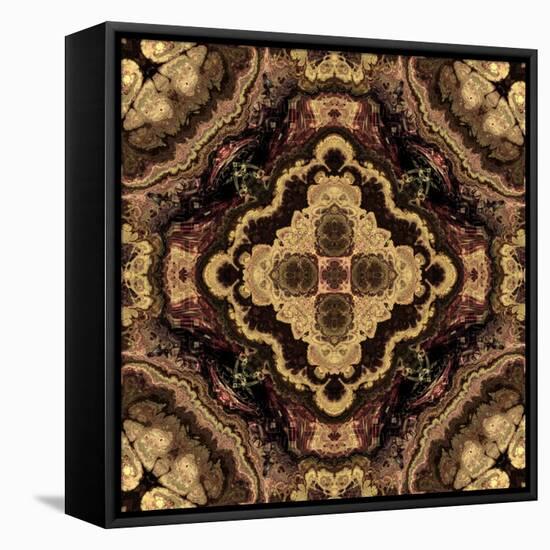 Art Nouveau Geometric Ornamental Vintage Pattern in Beige and Brown Colors-Irina QQQ-Framed Stretched Canvas