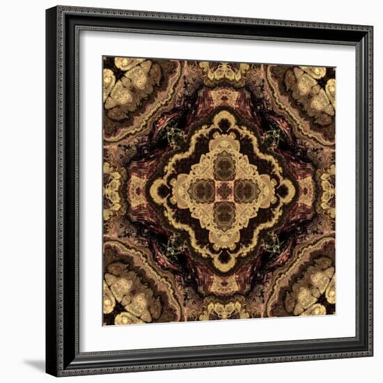 Art Nouveau Geometric Ornamental Vintage Pattern in Beige and Brown Colors-Irina QQQ-Framed Art Print