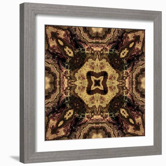 Art Nouveau Geometric Ornamental Vintage Pattern in Beige and Brown Colors-Irina QQQ-Framed Art Print