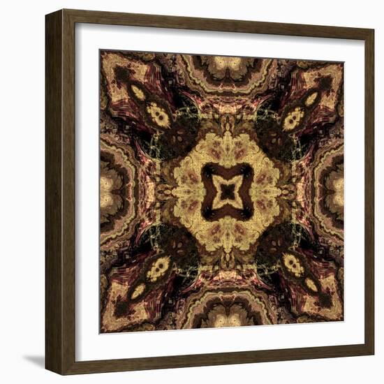 Art Nouveau Geometric Ornamental Vintage Pattern in Beige and Brown Colors-Irina QQQ-Framed Art Print