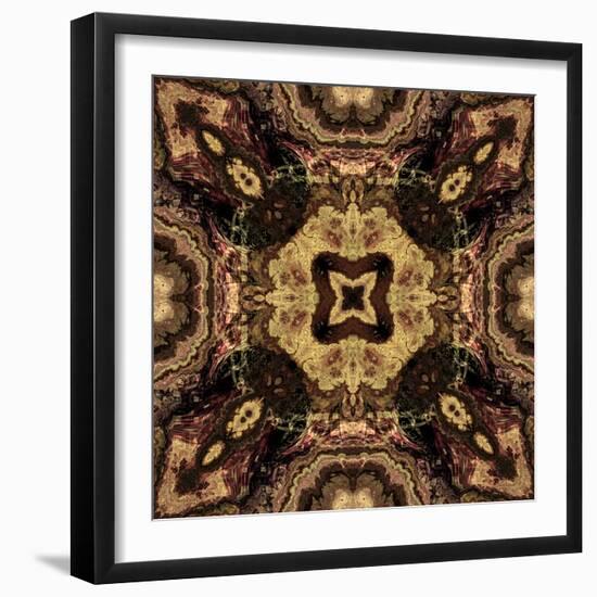 Art Nouveau Geometric Ornamental Vintage Pattern in Beige and Brown Colors-Irina QQQ-Framed Art Print