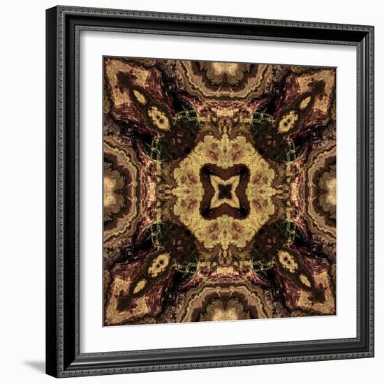 Art Nouveau Geometric Ornamental Vintage Pattern in Beige and Brown Colors-Irina QQQ-Framed Art Print