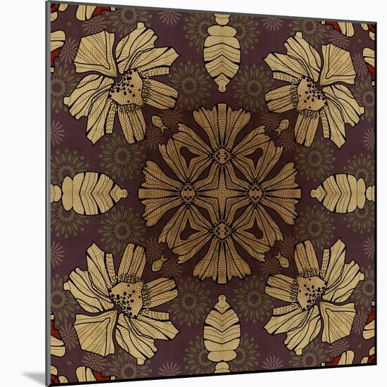 Art Nouveau Geometric Ornamental Vintage Pattern in Beige, Violet and Brown Colors-Irina QQQ-Mounted Art Print