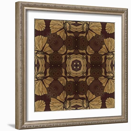 Art Nouveau Geometric Ornamental Vintage Pattern in Beige, Violet and Brown Colors-Irina QQQ-Framed Art Print