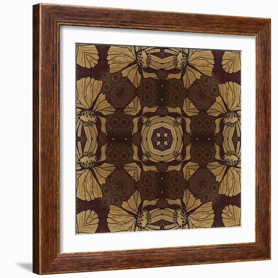 Art Nouveau Geometric Ornamental Vintage Pattern in Beige, Violet and Brown Colors-Irina QQQ-Framed Art Print