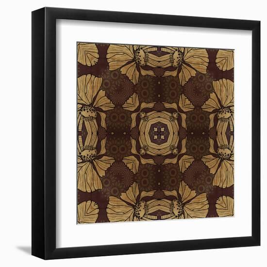 Art Nouveau Geometric Ornamental Vintage Pattern in Beige, Violet and Brown Colors-Irina QQQ-Framed Art Print