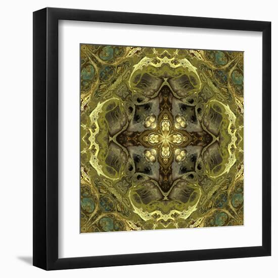 Art Nouveau Geometric Ornamental Vintage Pattern in Green Colors-Irina QQQ-Framed Art Print