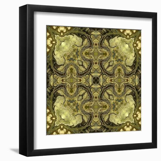 Art Nouveau Geometric Ornamental Vintage Pattern in Green Colors-Irina QQQ-Framed Art Print