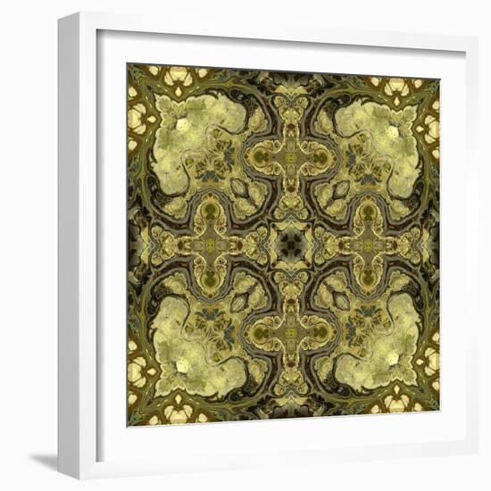 Art Nouveau Geometric Ornamental Vintage Pattern in Green Colors-Irina QQQ-Framed Art Print