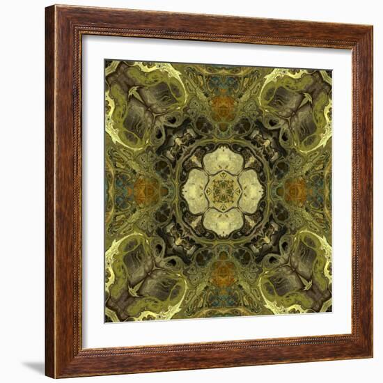 Art Nouveau Geometric Ornamental Vintage Pattern in Green Colors-Irina QQQ-Framed Art Print