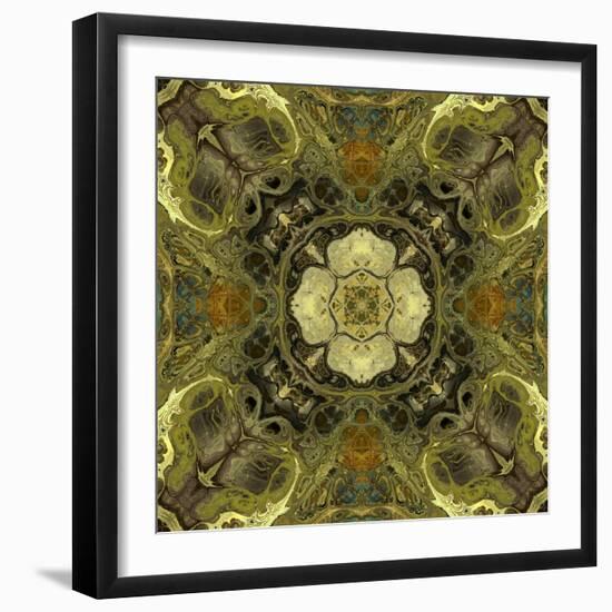 Art Nouveau Geometric Ornamental Vintage Pattern in Green Colors-Irina QQQ-Framed Art Print