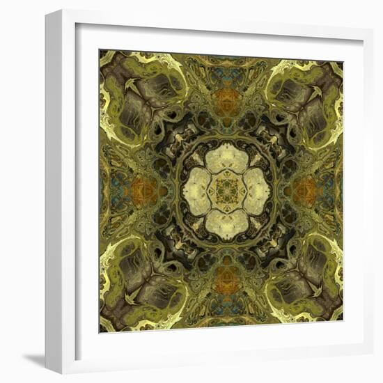 Art Nouveau Geometric Ornamental Vintage Pattern in Green Colors-Irina QQQ-Framed Art Print