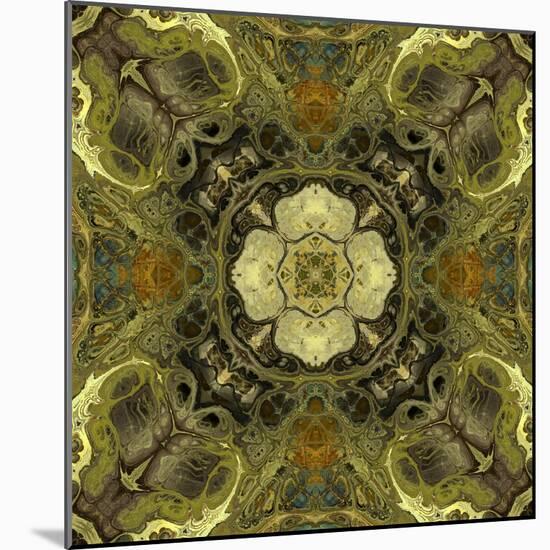 Art Nouveau Geometric Ornamental Vintage Pattern in Green Colors-Irina QQQ-Mounted Art Print