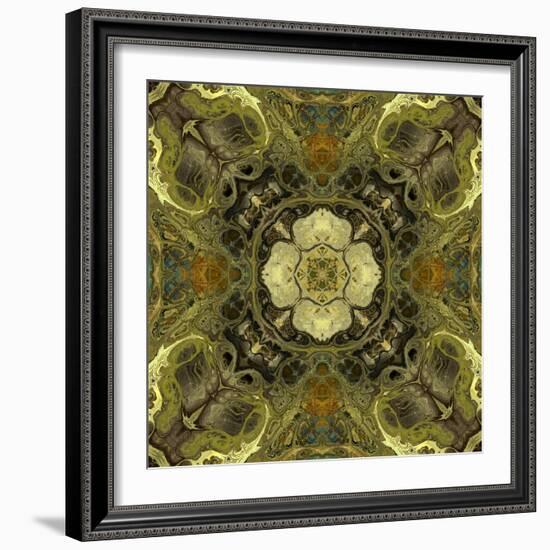 Art Nouveau Geometric Ornamental Vintage Pattern in Green Colors-Irina QQQ-Framed Art Print