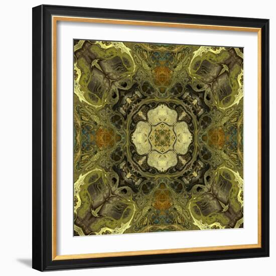 Art Nouveau Geometric Ornamental Vintage Pattern in Green Colors-Irina QQQ-Framed Art Print