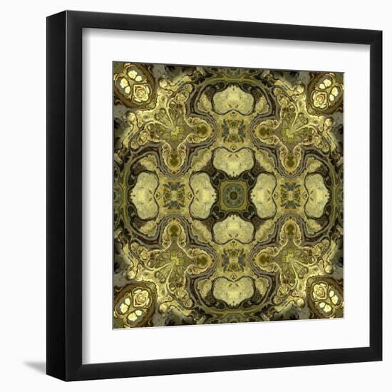 Art Nouveau Geometric Ornamental Vintage Pattern in Green Colors-Irina QQQ-Framed Art Print