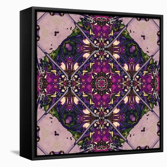 Art Nouveau Geometric Ornamental Vintage Pattern in Lilac, Violet and Blue Colors-Irina QQQ-Framed Stretched Canvas