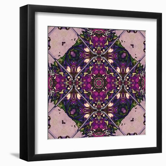 Art Nouveau Geometric Ornamental Vintage Pattern in Lilac, Violet and Blue Colors-Irina QQQ-Framed Art Print