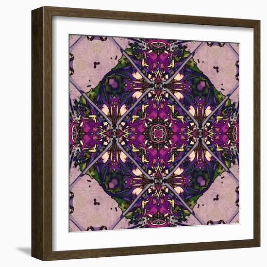 Art Nouveau Geometric Ornamental Vintage Pattern in Lilac, Violet and Blue Colors-Irina QQQ-Framed Art Print