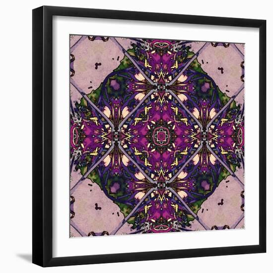 Art Nouveau Geometric Ornamental Vintage Pattern in Lilac, Violet and Blue Colors-Irina QQQ-Framed Art Print