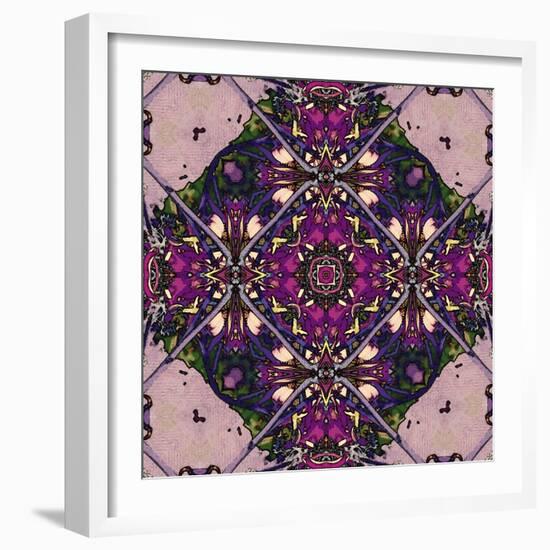 Art Nouveau Geometric Ornamental Vintage Pattern in Lilac, Violet and Blue Colors-Irina QQQ-Framed Art Print