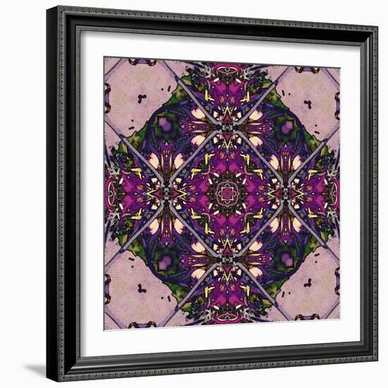 Art Nouveau Geometric Ornamental Vintage Pattern in Lilac, Violet and Blue Colors-Irina QQQ-Framed Art Print