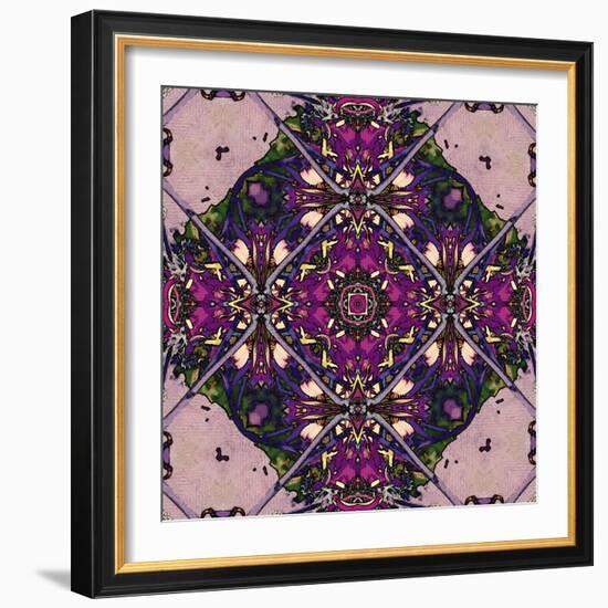 Art Nouveau Geometric Ornamental Vintage Pattern in Lilac, Violet and Blue Colors-Irina QQQ-Framed Art Print